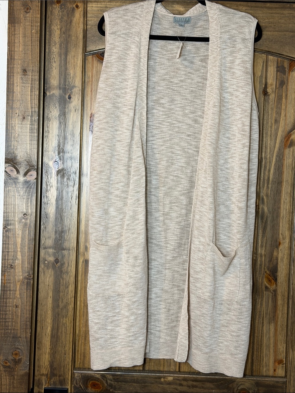 Joseph A Light Beige Open-Front Knit Vest